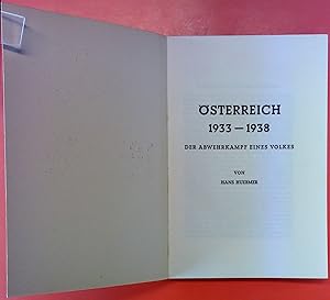 Seller image for sterreich 1933-1938. Der Abwehrkampf eines Volkes. for sale by biblion2