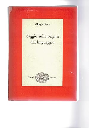 Seller image for Saggio sulle origini del linguaggio. Con una storia critica delle dottrine glottogoniche. for sale by Libreria Gull