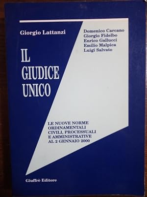 Immagine del venditore per Il giudice unico : le nuove norme ordinamentali, civili, processuali e amministrative al 2 gennaio 2000 venduto da librisaggi