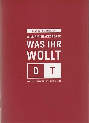 Seller image for Programmheft William Shakespeare WAS IHR WOLLT Premiere 7. Februar 2002 Spielzeit 2001 / 2002 Nr. 13 for sale by Programmhefte24 Schauspiel und Musiktheater der letzten 150 Jahre