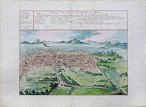 "Forma y Levantado de La Ciudad de Mexico. Anno 1628." An eastward view of Mexico City in pen and...