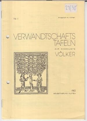 Imagen del vendedor de Verwandtschaftstafeln zur Ahnenliste Vlker. 1983 - 1987, komplett mit den Heften 1 - 9. a la venta por Antiquariat Carl Wegner