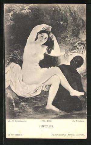 Bild des Verkufers fr Ansichtskarte C. Brullow, Nackte Frau, Rotes Kreuz Russland zum Verkauf von Bartko-Reher