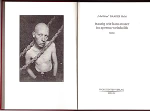 Bild des Verkufers fr traurig wie hans moser im sperma weinholds. texte. zum Verkauf von Antiquariat Ars Amandi