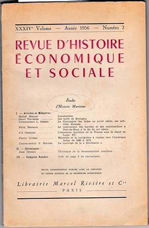 Etudes d'histoire maritime [Revue d'histoire économique et sociale, XXXIV/2]