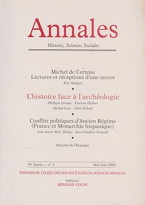 Imagen del vendedor de Annales: Histoire Sciences Sociales 55e anne - n 3 Mai-Juin 2000 a la venta por The Glass Key