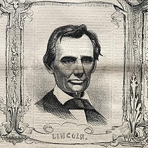 1860 ILLUSTRATED newspaper MATHEW BRADY engraving of a BEARDLESS ABRAHAM LINCOLN at the 1860 Repu...