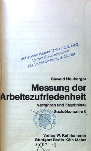 Messung der Arbeitszufriedenheit : Verfahren u. Ergebnisse. Urban-Taschenbücher ; Bd. 508 : Sozio...