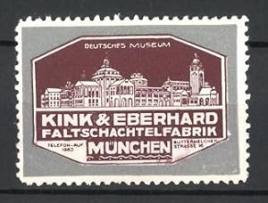 Seller image for Reklamemarke Mnchen, Deutsches Museum, Faltschachtelfabrik Kink, Eberhard, Buttermelchenstr. 16, Mnchen for sale by Bartko-Reher