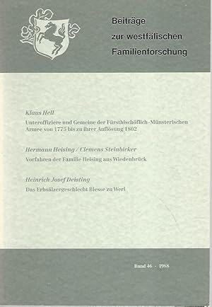 Bild des Verkufers fr Westflische Gesellschaft fr Genealogie und Familienforschung / Beitrge zur westflischen Familienforschung, Band 46. 1988. zum Verkauf von Lewitz Antiquariat