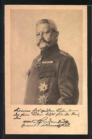 Bild des Verkufers fr Ansichtskarte Paul von Hindenburg in Uniform zum Verkauf von Bartko-Reher