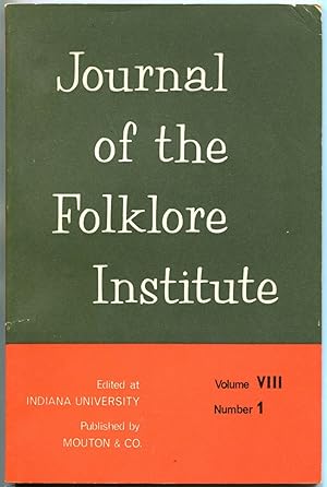 Bild des Verkufers fr Journal of the Folklore Institute. Volume 8, June 1971, Number 1 zum Verkauf von Antikvariat Valentinska