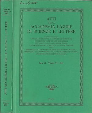 Bild des Verkufers fr Atti della Accademia Ligure di scienze e lettere serie VI volume VI 2003 zum Verkauf von Biblioteca di Babele