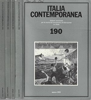 Bild des Verkufers fr Italia contemporanea anno 1993 N. 190, 191, 192, 193 zum Verkauf von Biblioteca di Babele