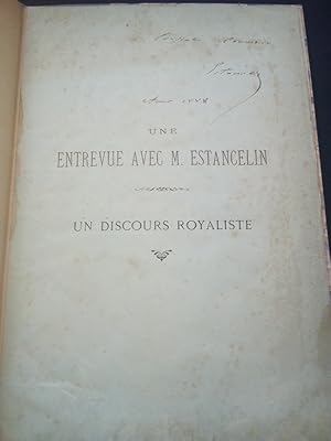 Seller image for Une entrevue avec M. Estancelin - Un discours royaliste for sale by L'ENCRIVORE (SLAM-ILAB)