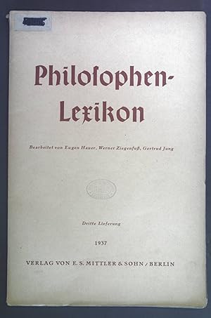 Imagen del vendedor de Philosophen-Lexikon. Dritte Lieferung. a la venta por books4less (Versandantiquariat Petra Gros GmbH & Co. KG)