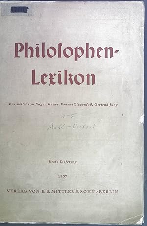 Bild des Verkufers fr Philosophen-Lexikon. Erste Lieferung. zum Verkauf von books4less (Versandantiquariat Petra Gros GmbH & Co. KG)