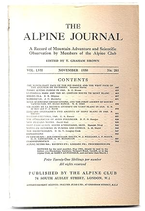 Image du vendeur pour The Alpine Journal Volume LVII No. 281 November 1950 mis en vente par MAE Books