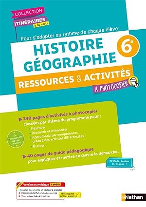 itinéraire à la carte - Histoire Géographie : 6e : fichier à photocopier, fichier ressources (édi...