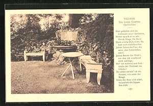 Bild des Verkufers fr Ansichtskarte Weimar, Sitz hinter Goethes Gartenhaus zum Verkauf von Bartko-Reher