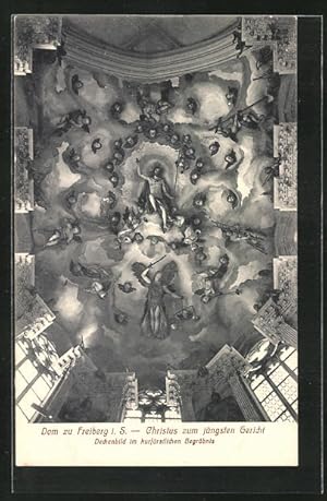 Bild des Verkufers fr Ansichtskarte Freiberg i. S., Dom mit Christus zum jngsten Gericht zum Verkauf von Bartko-Reher