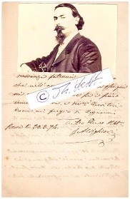Image du vendeur pour GOTTARDO ALDIGHIERI (1824-1906) italienischer Opernsnger (Bariton), zum bekannten Walzerlied Il Bacio, dass ihm der Komponist Luigi Arditi auch widmete, schrieb er den Text mis en vente par Herbst-Auktionen
