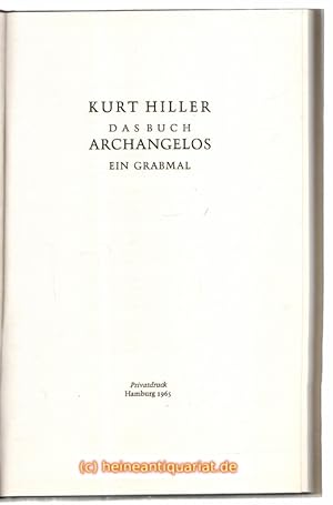 Das Buch Archangelos. Ein Grabmal [Gedichte].