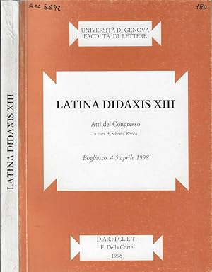 Bild des Verkufers fr Latina didaxis XIII Atti del Congresso Bogliasco, 4-5 aprile 1998 zum Verkauf von Biblioteca di Babele