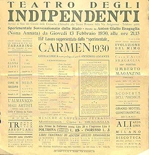 Teatro degli Indipendenti diretto da Anton Giulio Bragaglia. 153o lavoro rappresentato dallo sper...