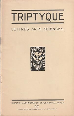 Seller image for TRIPTYQUE LETTRES. ARTS. SCIENCES. N27 . for sale by ARTLINK
