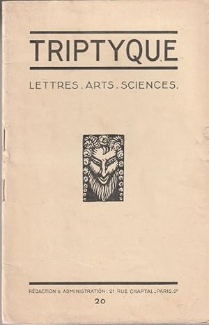 Seller image for TRIPTYQUE LETTRES. ARTS. SCIENCES. N20 . for sale by ARTLINK
