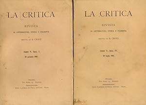 CRITICA (LA). Rivista di letteratura, storia e filosofia diretta da B. Croce. Volume V, 1907. Fas...