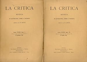 CRITICA (LA). Rivista di letteratura, storia e filosofia diretta da B. Croce. Volume XXXIX, 1941....
