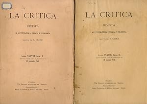 CRITICA (LA). Rivista di letteratura, storia e filosofia diretta da B. Croce. Volume XXXVIII, 194...