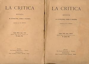 CRITICA (LA). Rivista di letteratura, storia e filosofia diretta da B. Croce. Volume XLII, 1944. ...