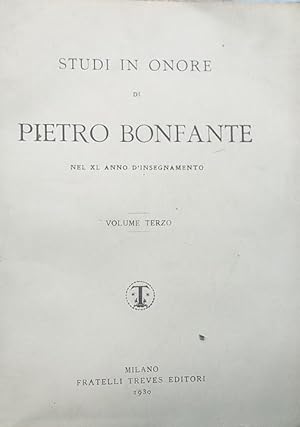 Studi in onore di Pietro Bonfante nel XL anno di insegnamento, volume terzo