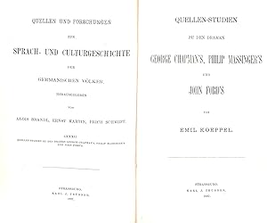 Imagen del vendedor de Quellen und Forschungen zur Sprach und Culturgeschichte der Germanischen Volker Quellen Studien zu den Dramen George Chapman's Philip Massinger's und John Ford's a la venta por WeBuyBooks