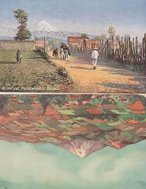 Popocatepetl Mexican 2x Antique Painting Postcard s
