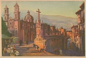 Oleo De Salvador Tarazona Taxco Cross Mexican Painting Postcard