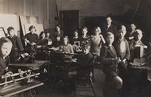 Metalwork Classroom School Lesson Crafts Real Photo Old Postcard