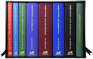 Seller image for Harry Potter Series, Complete Deluxe Set, each with added colour illustration. Being: The Philosopher's Stone; The Chamber of Secrets; The Prisoner of Azkaban; The Goblet of Fire; The Order of The Phoenix; The Half-Blood Prince; The Deathly Hallows: Fantastic Beasts and Where to Find Them and Quidditch Through the Ages; for sale by Adrian Harrington Ltd, PBFA, ABA, ILAB