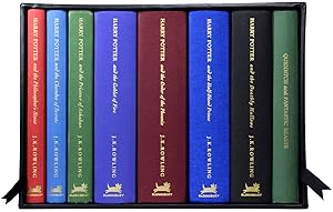 Seller image for Harry Potter Series, Complete Deluxe Set, each with added colour illustration. Being: The Philosopher's Stone; The Chamber of Secrets; The Prisoner of Azkaban; The Goblet of Fire; The Order of The Phoenix; The Half-Blood Prince; The Deathly Hallows: Fantastic Beasts and Where to Find Them and Quidditch Through the Ages; for sale by Adrian Harrington Ltd, PBFA, ABA, ILAB