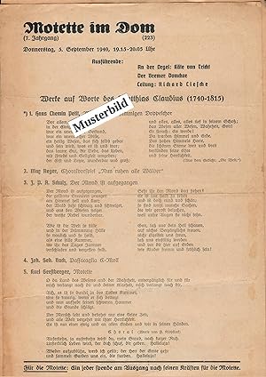 Konvolut von 8 Konzerttextblättern von Motetten im Dom (St.-Petri-Dom Bremen) - 1940 bis 1961; En...