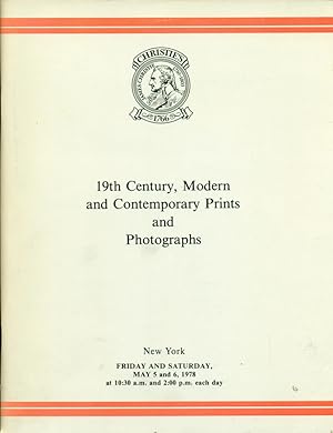 Immagine del venditore per 19th Century, Modern and Contemporary Prints and Photographs. Katalog der Auktion vom 5. u.6. Mai 1978. venduto da Online-Buchversand  Die Eule