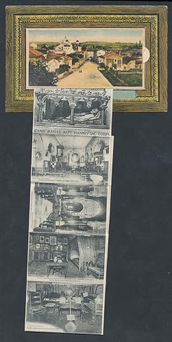 Leporello-Carte postale Ars, Intérieur de la Nouvelle Eglise, Statue de Sainte-Philomene, J. B. M...