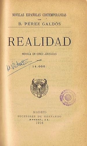 Imagen del vendedor de REALIDAD. Novela en cinco jornadas a la venta por Librera Torren de Rueda