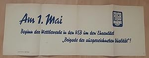 Banner/Banderole/Aufhänger aus Papier - FDGB 1. Mai Brigade VEB Ehrentitel Qualität