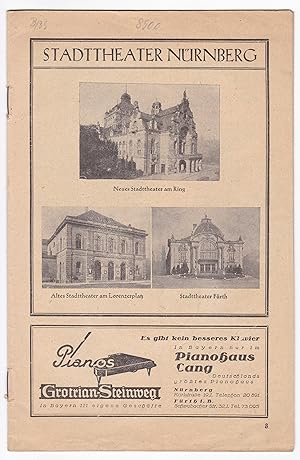 Prospekt vom Stadtheater Nürnberg mit Programm für 1928. Etwas bebildert und mit Werbung/Reklame.