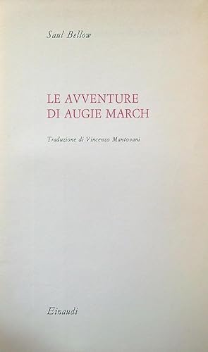 Bild des Verkufers fr Le avventure di Augie March zum Verkauf von Librodifaccia