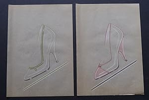 79 FINE ORIGINAL DRAWINGS OF DESIGNS FOR WOMEN'S SHOES- HIGH HEEL DRESS SHOES